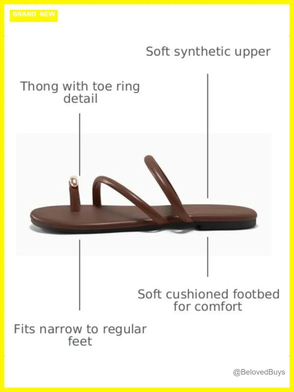Strappy Flat Sandals Open Square Toe Slip On Summer Shoes Faux Leather